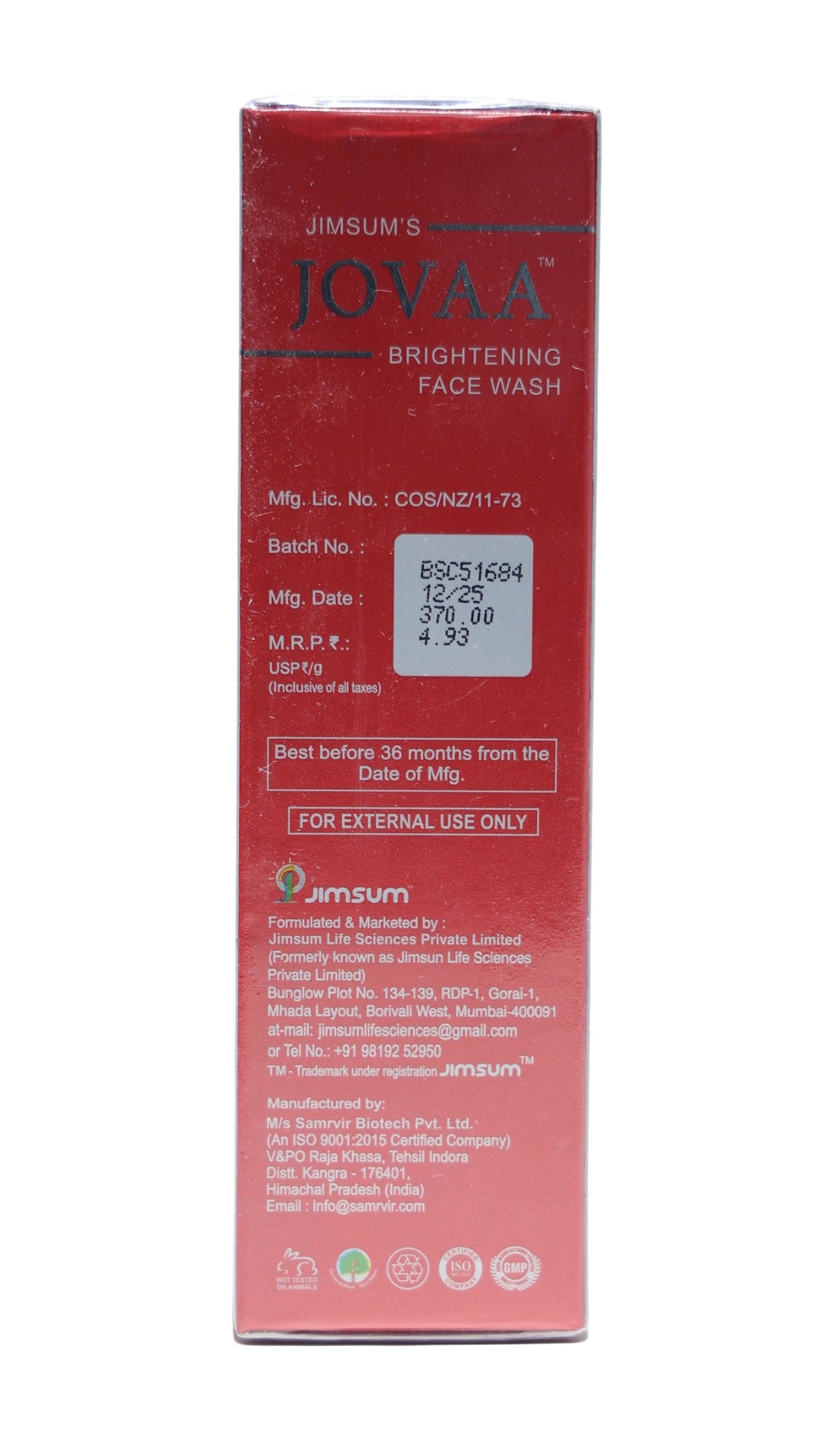 Jovaa Brightening Face Wash – Skin Brightening and Glow Enhancing Cleanser