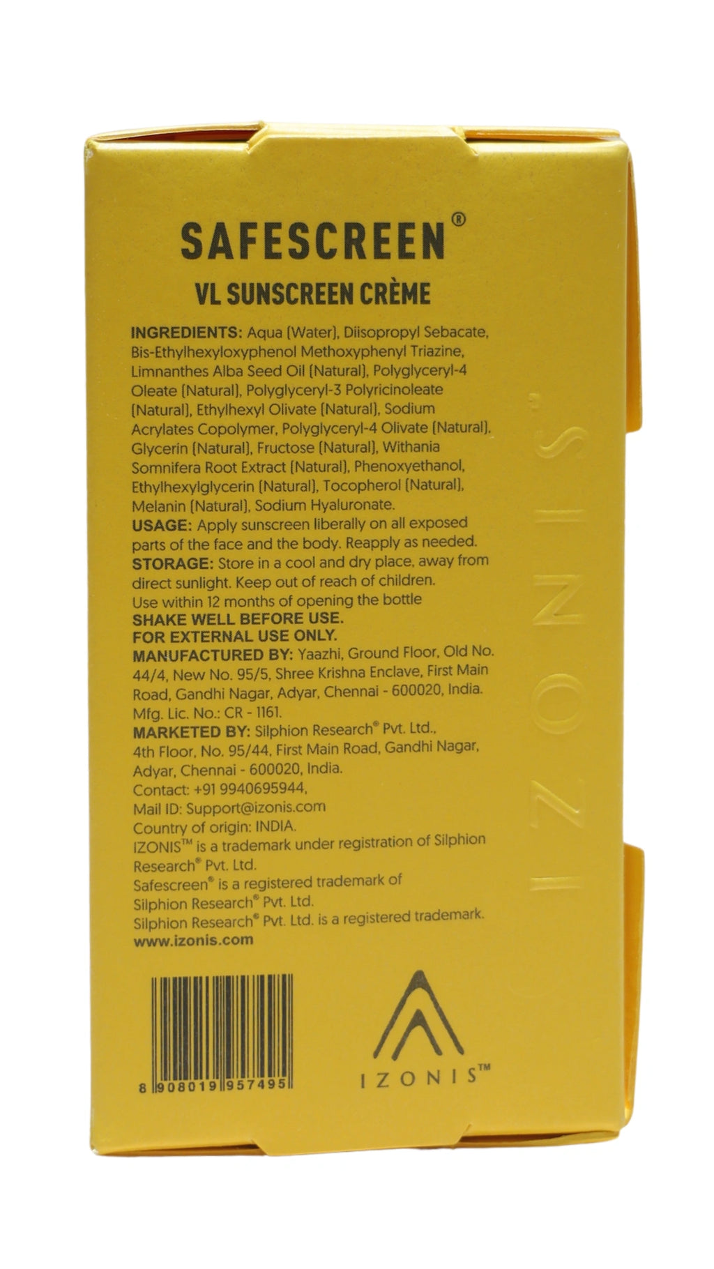 Safescreen VL Sunscreen Crème (SPF 50+ | PA++++)